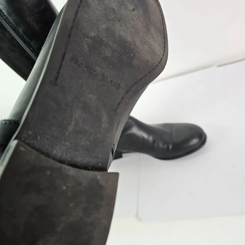 Franco Sarto Women's Hadley Tall Black Leather Riding Boots Size 6.5‎